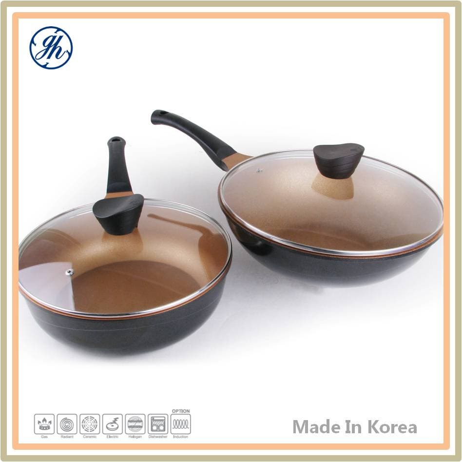 Non Scratch Real Marble Coating Wok Pan